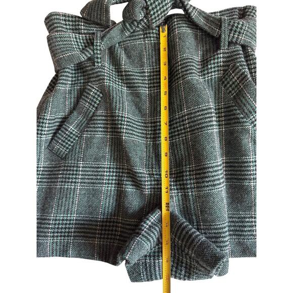 House of Harlow 1960 Green & Black Plaid Wool Blend High Waisted Women’s Shorts - Picture 9 of 13